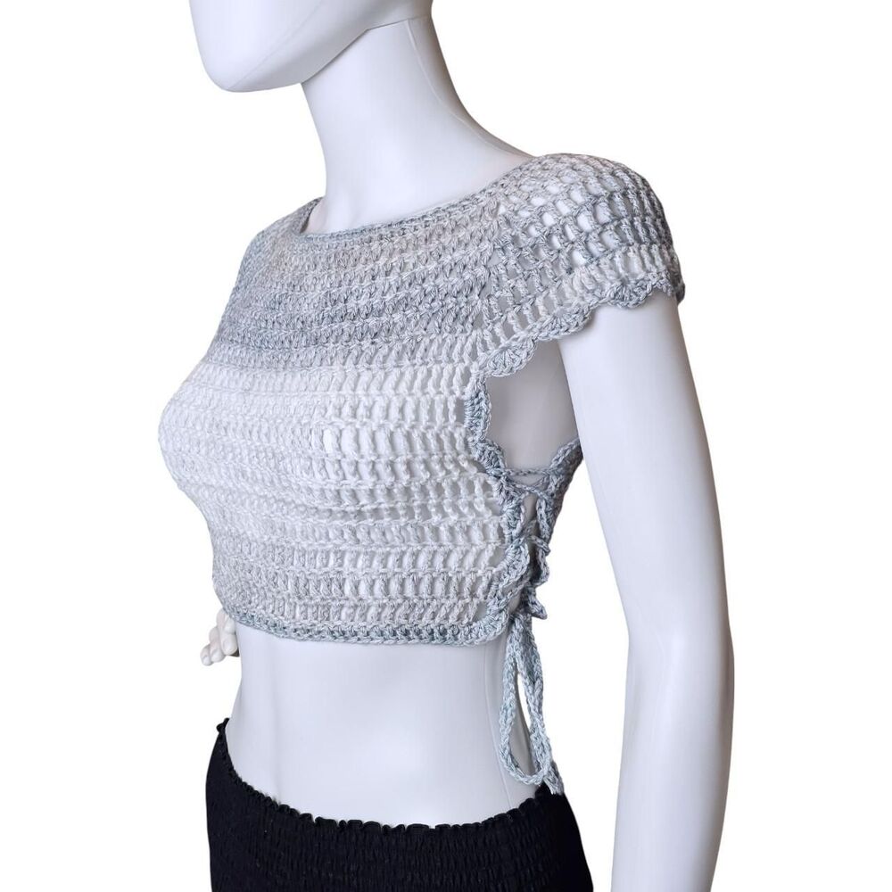✨ Handmade Crochet Side-Tie Crop Top ✨